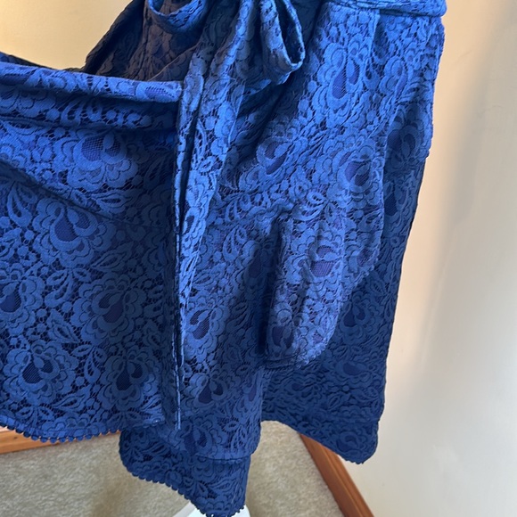 NWT City Chic Size 18 Blue Lace Wrap Dress with Bow - Picture 7 of 16